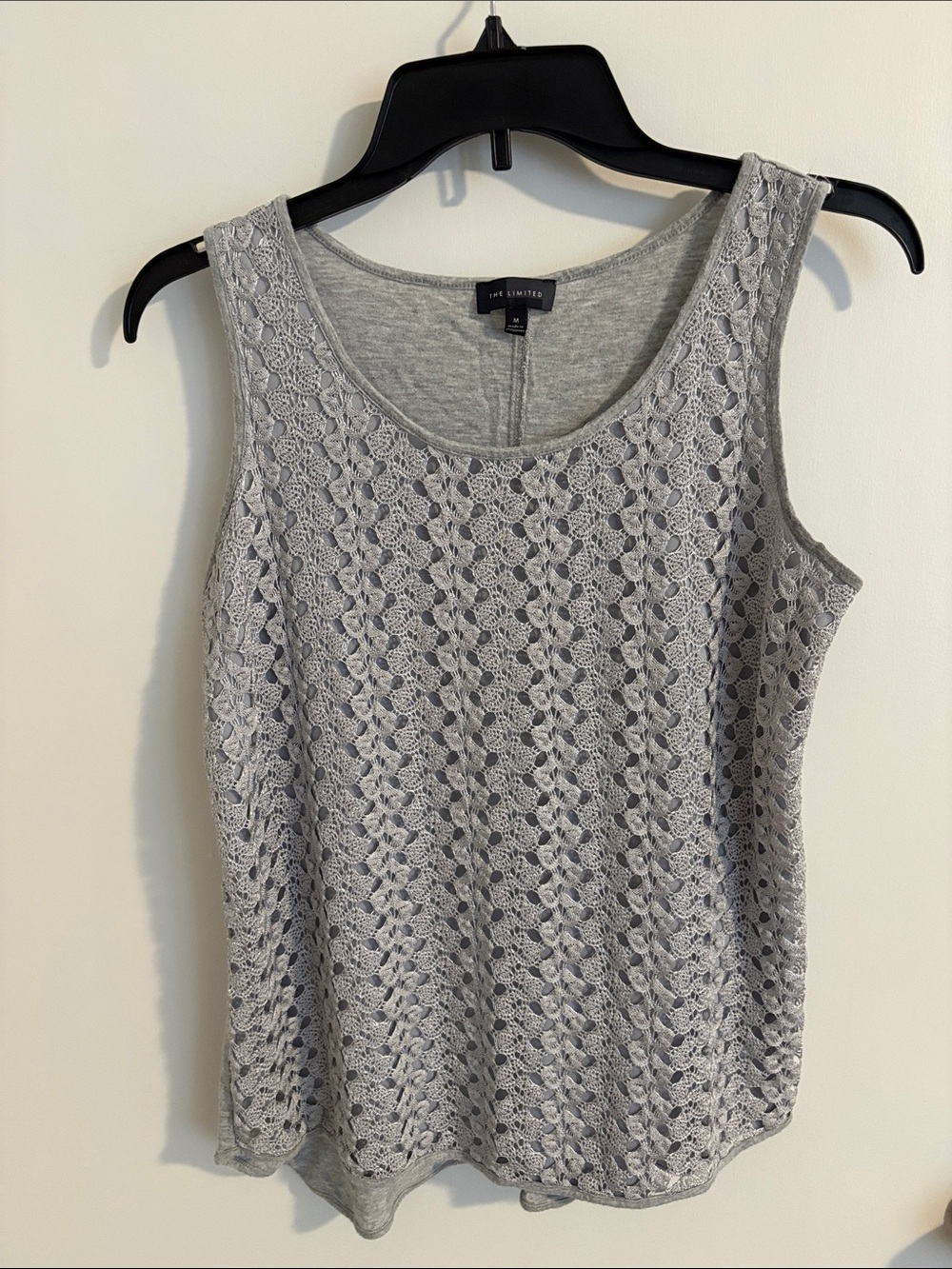 The Limited Light Gray Lace Overlay Tank